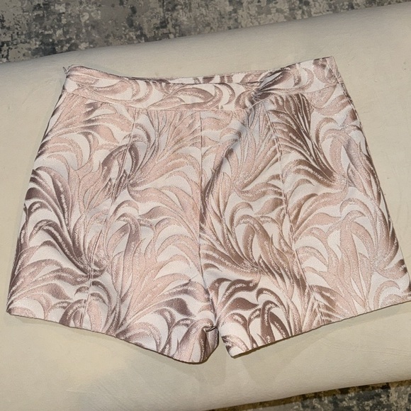 Intermix Lydia Lurex Pink Metallic Jacquard Leaf Side Zip Short - Picture 6 of 14